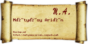 Mátyásy Arián névjegykártya